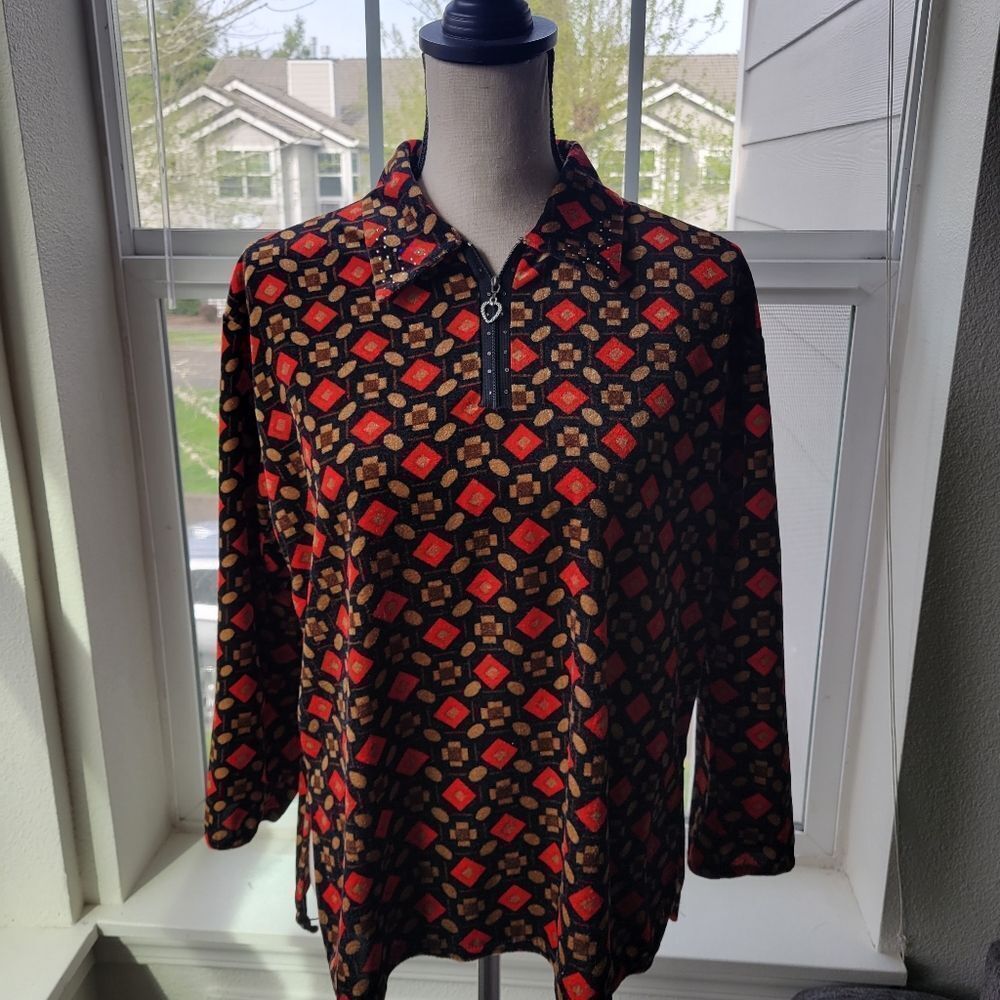 Vintage 1970's Collared Top - L